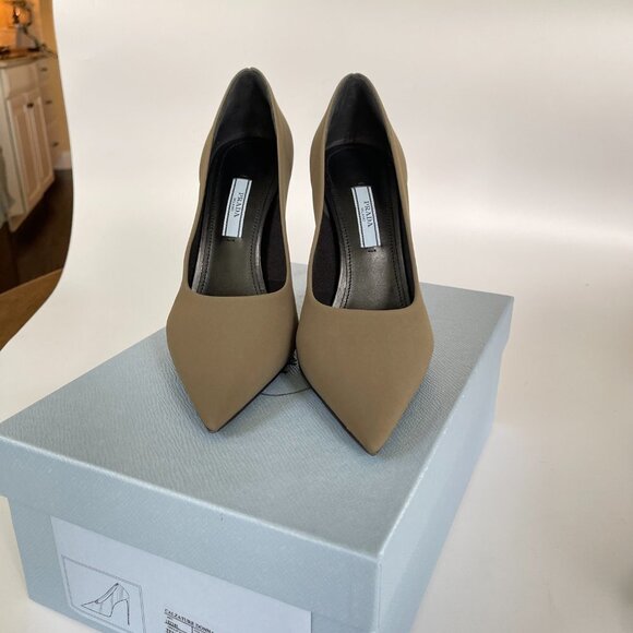 Prada Collection 1I228L Tessuto Tech Women's Green High Heel Stiletto pumps shoe - Picture 8 of 15